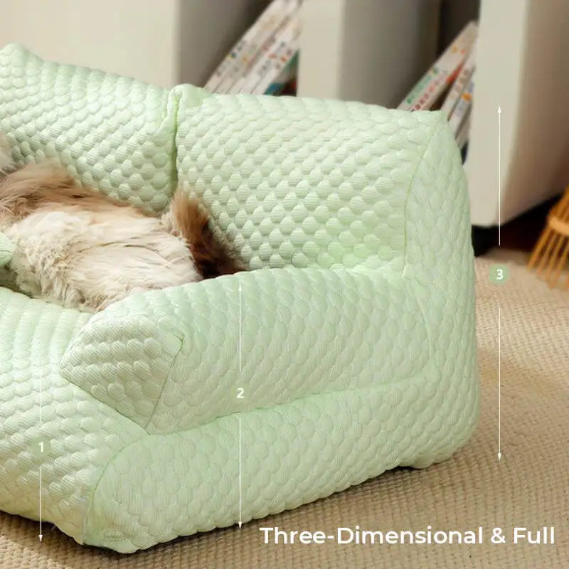 Factory Wholesale Custom Ice Silk Cooling Pet Bed Breathable Washable Dog Cat Sofa Couch Bed With Pillows Dog Accessories